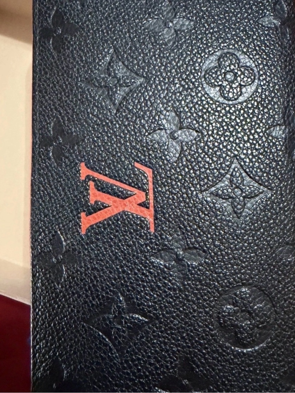 Louis Vuitton Embossed Monogram Leather Wallets in Black and red with insert